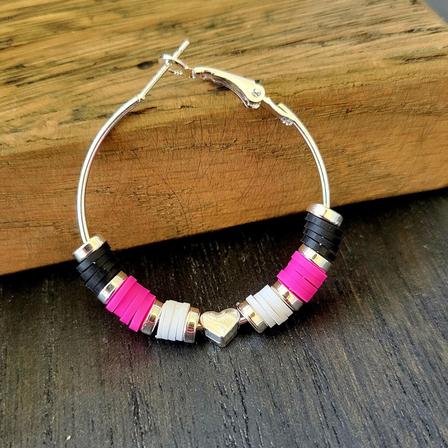 Custom Hoop Earrings with Team Colors Car Numbers Hearts