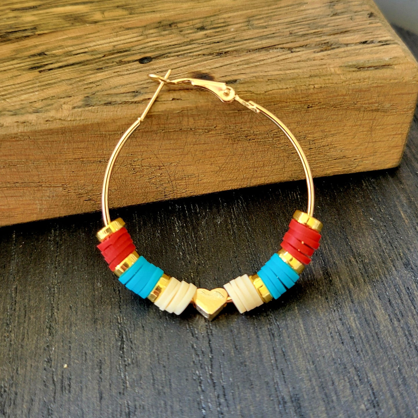 Custom Hoop Earrings with Team Colors Car Numbers Hearts
