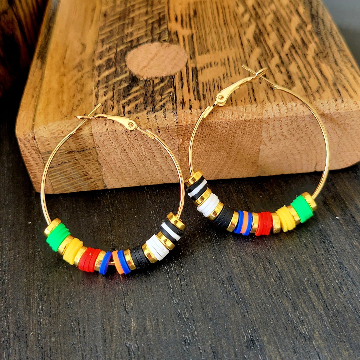 Custom Hoop Earrings with Team Colors Car Numbers Hearts