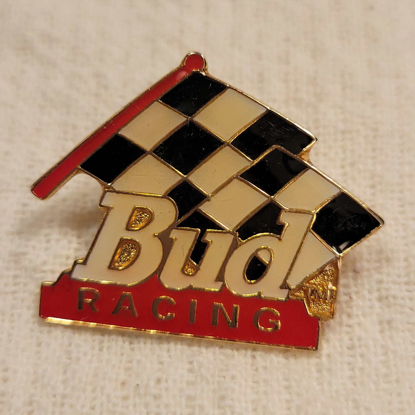 Bud Racing with Flag Collectible Pin