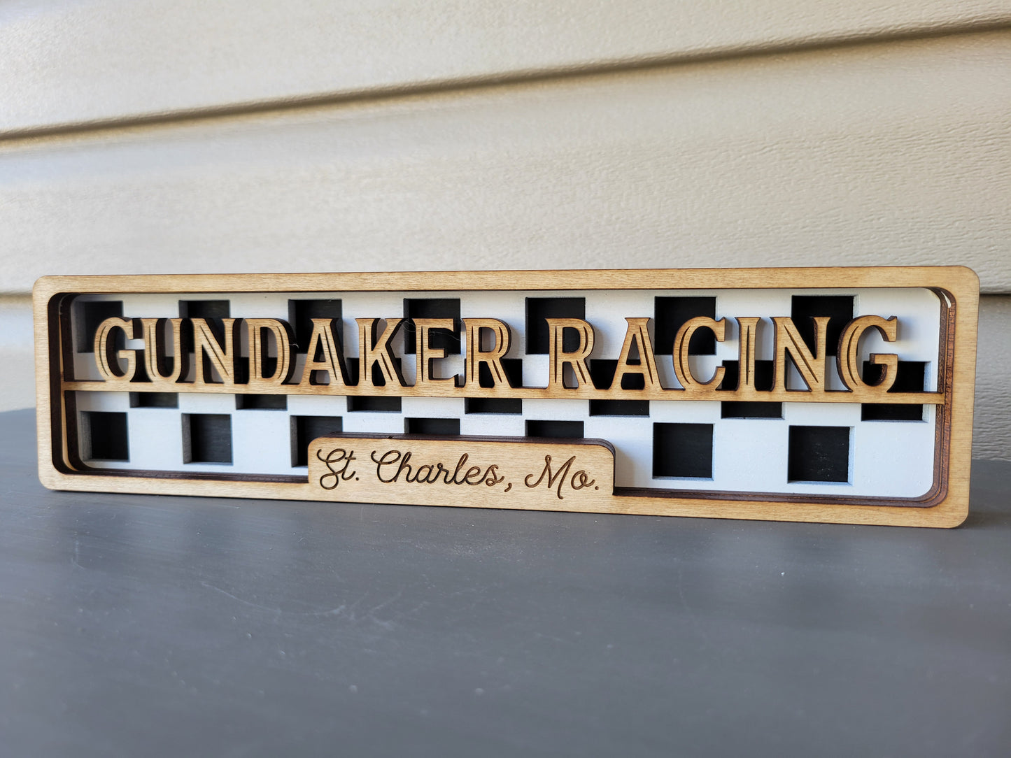 Custom Personalized Four Layer Stacked Wood Sign