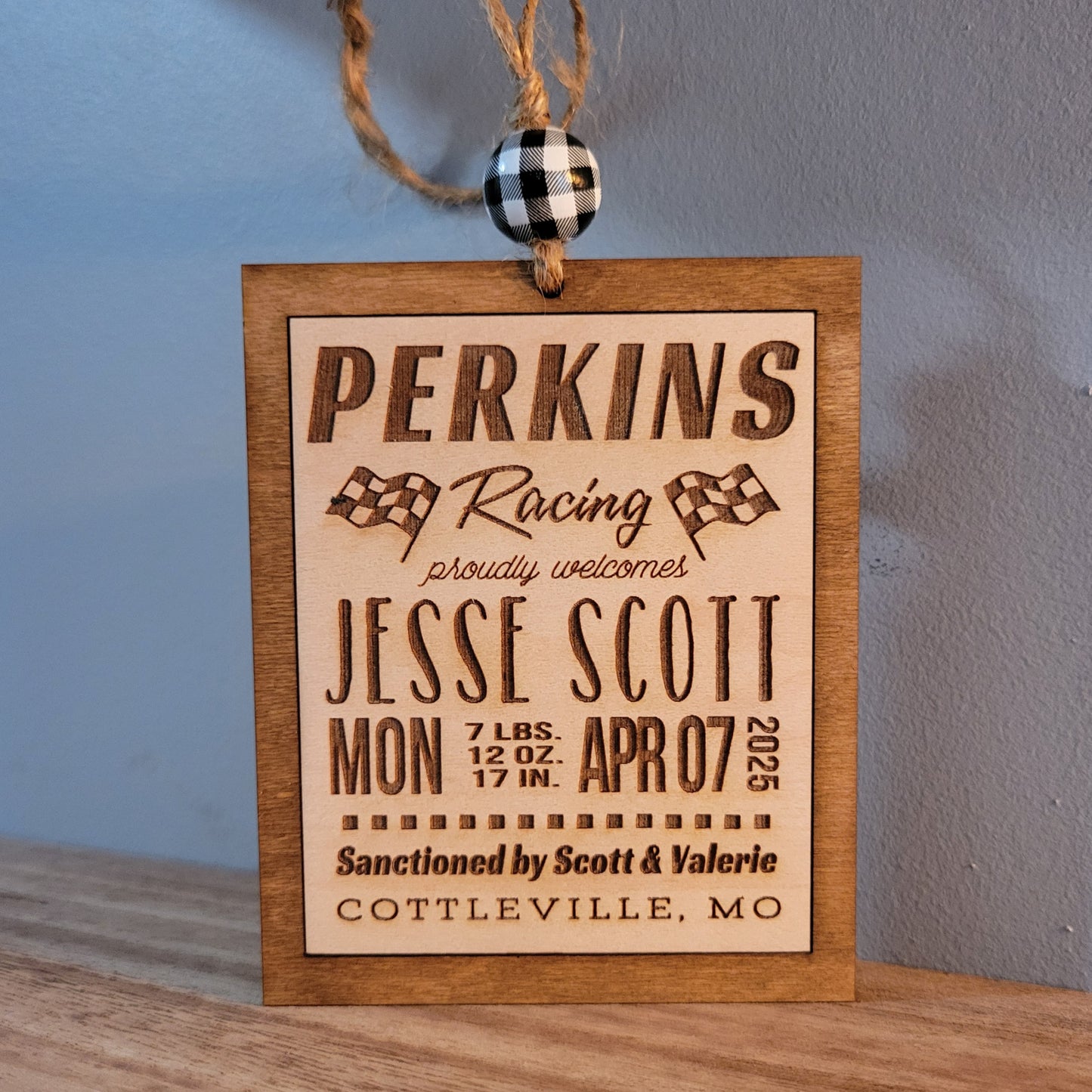Racing Baby Stats Christmas Ornament