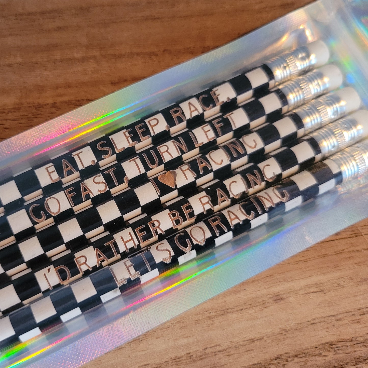 Laser Engraved Checkered Pencils