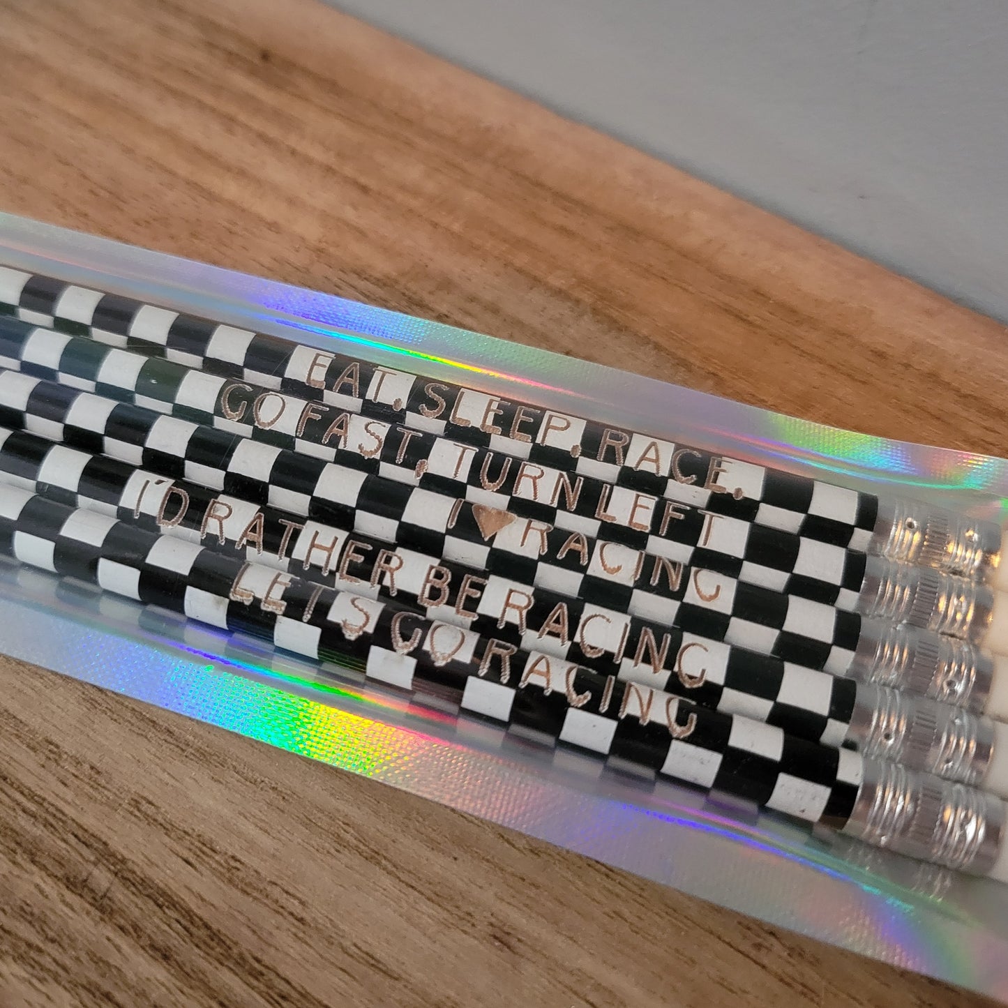 Laser Engraved Checkered Pencils