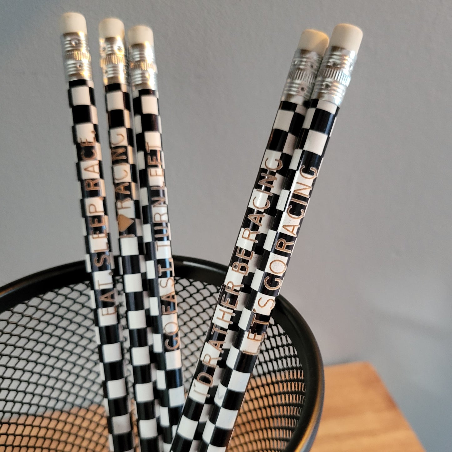 Laser Engraved Checkered Pencils