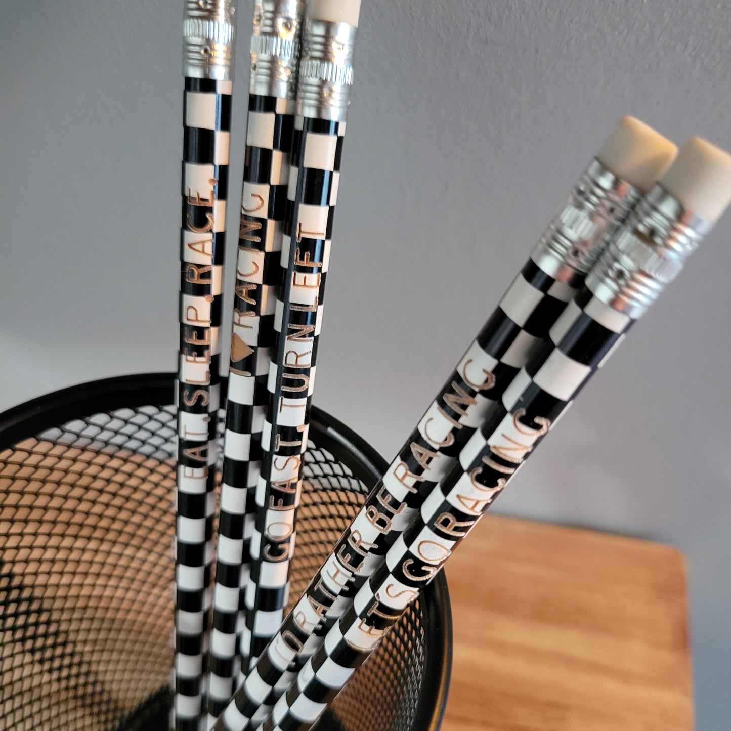 Laser Engraved Checkered Pencils