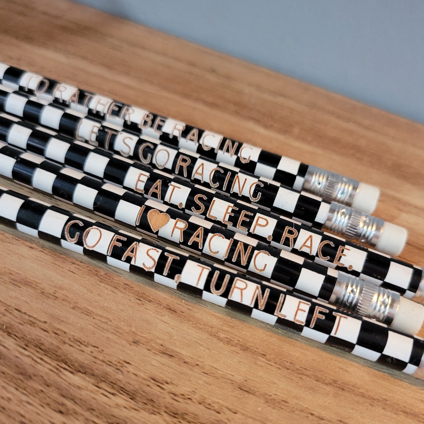 Laser Engraved Checkered Pencils