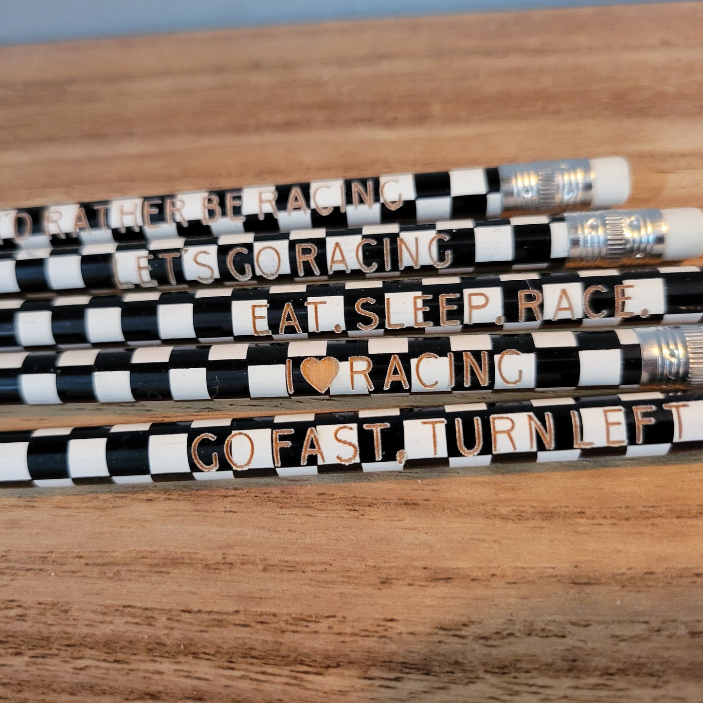 Laser Engraved Checkered Pencils