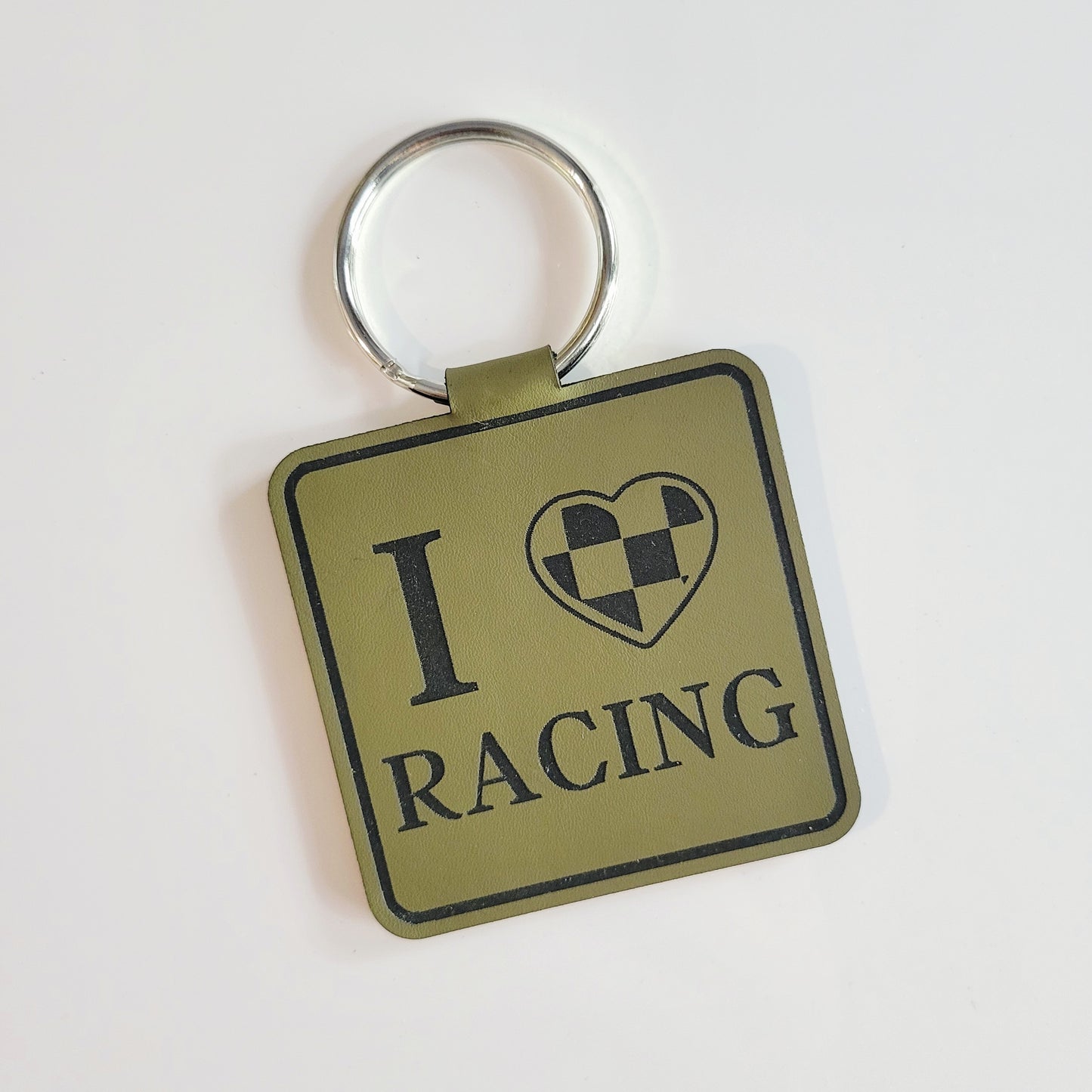 I Love Racing Leatherette Key Fob