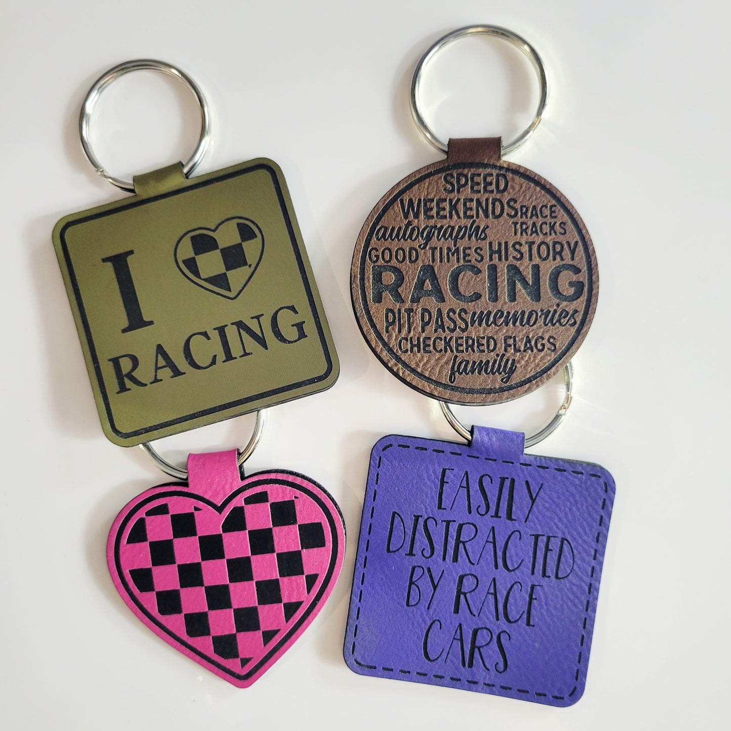 Student Race Car Driver Leatherette Key Fob