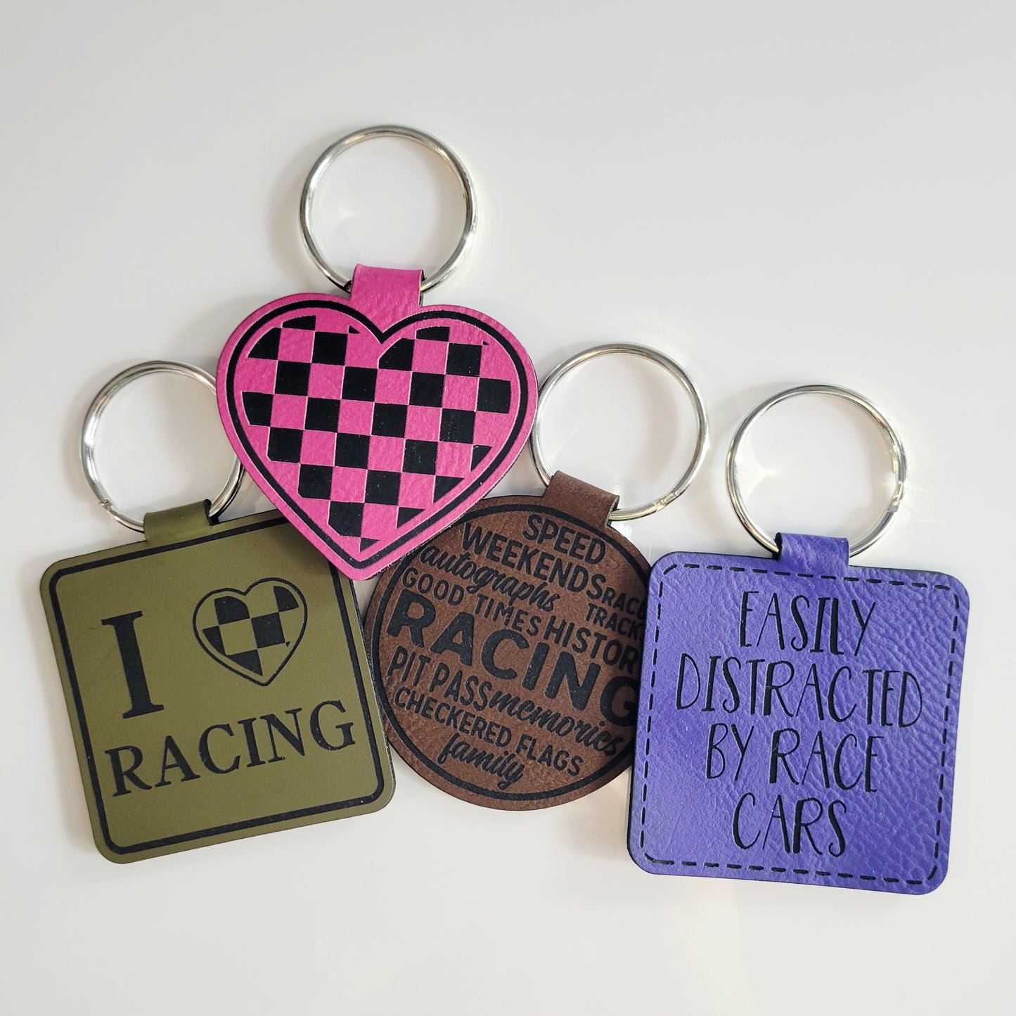 Student Race Car Driver Leatherette Key Fob