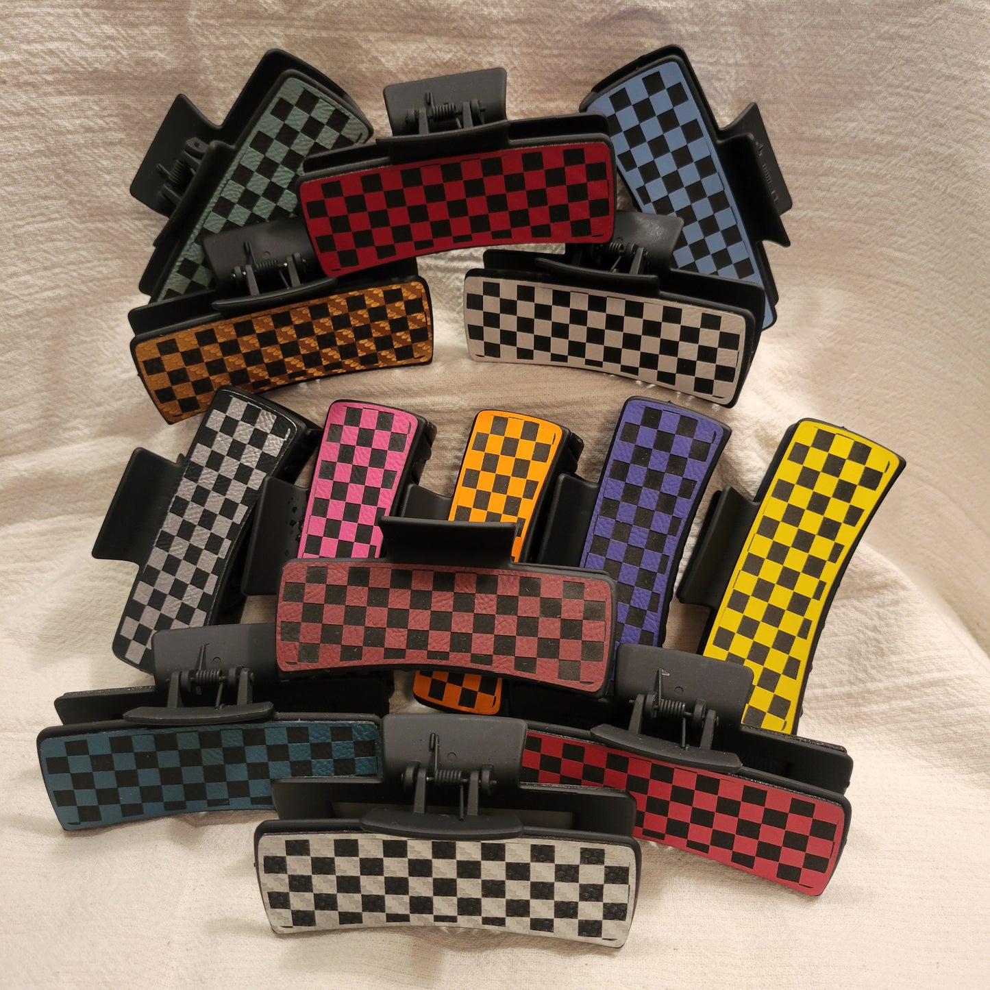 Checkered Hair Claw Clip