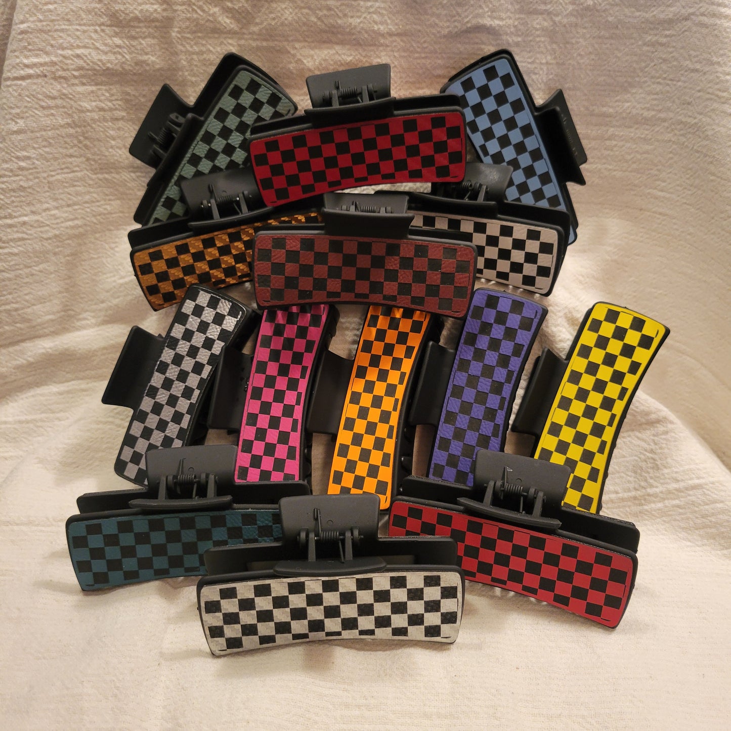Checkered Hair Claw Clip