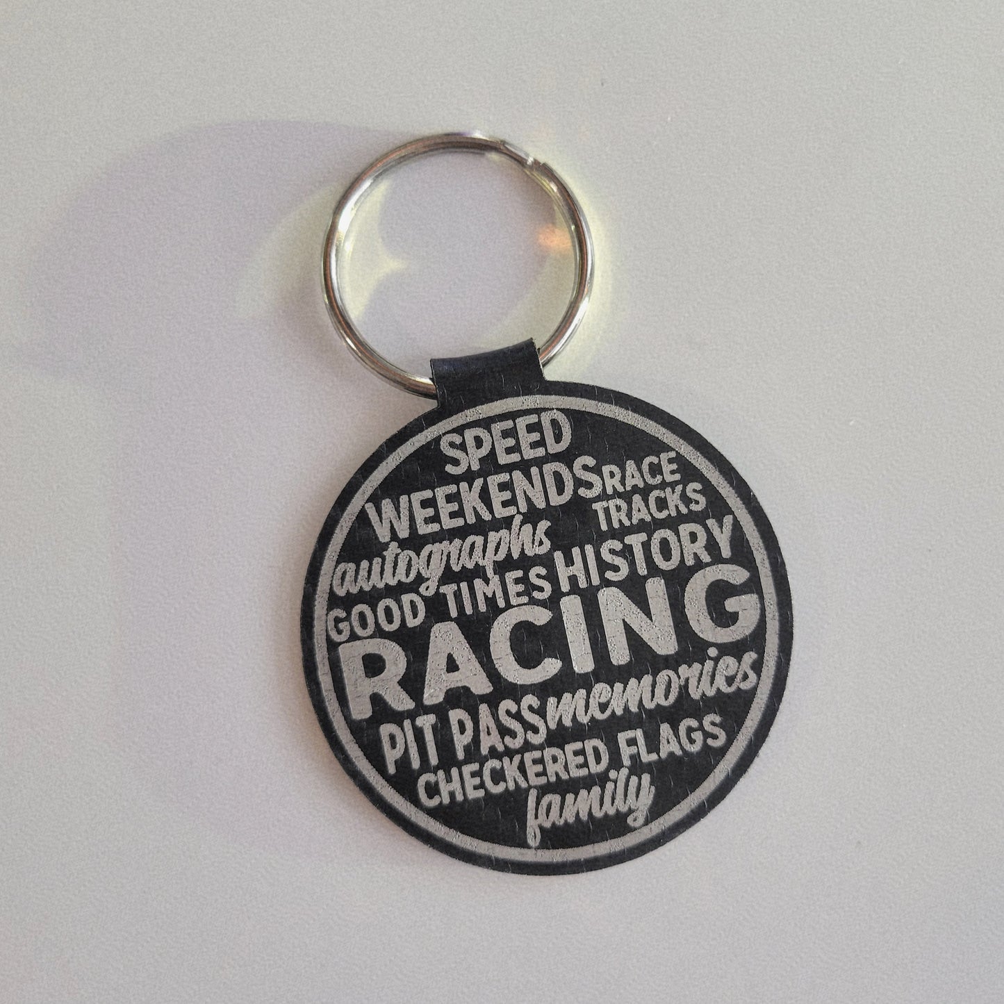 Race Words Leatherette Key Fob