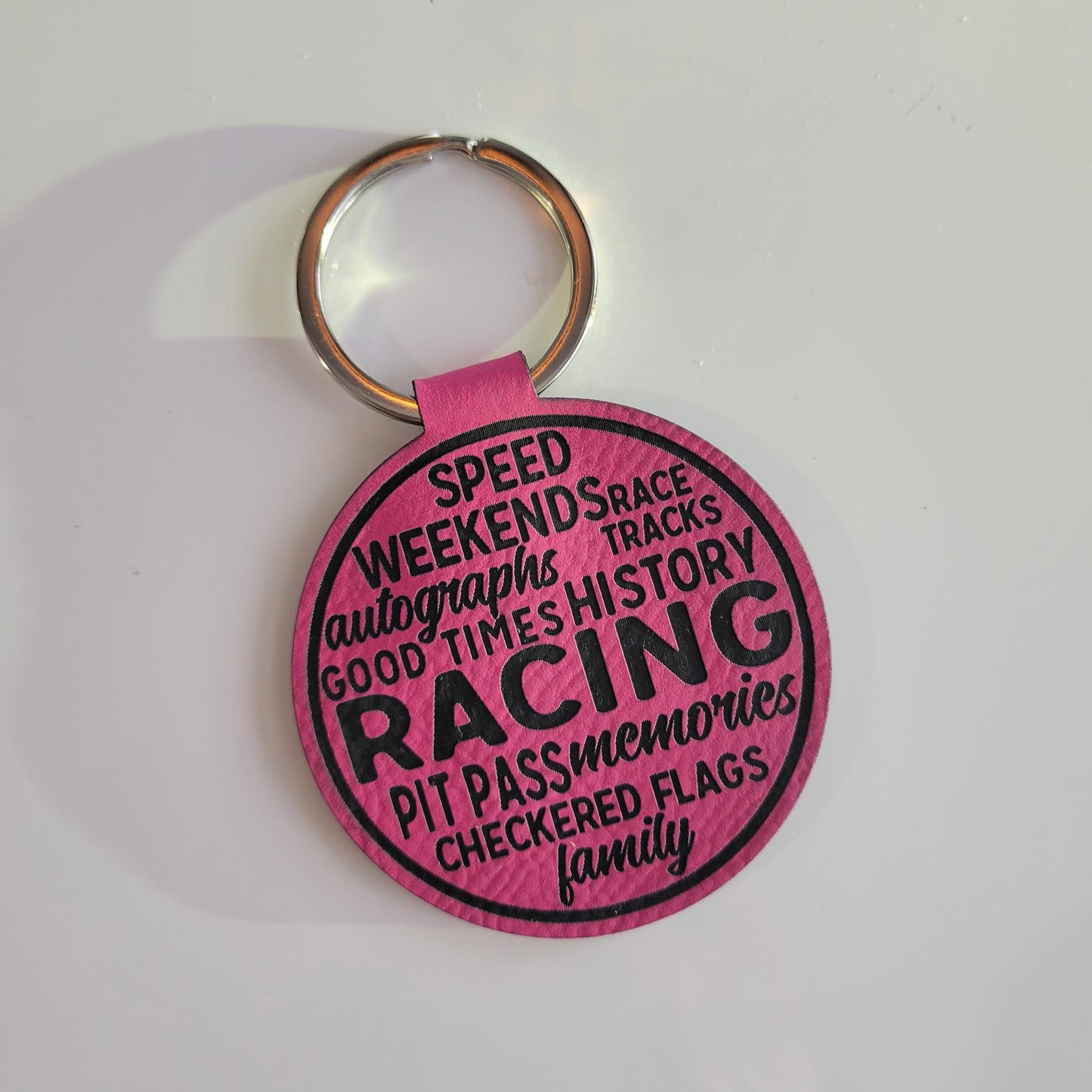Race Words Leatherette Key Fob