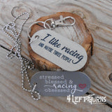 Dog Tag Style Racing Themed Necklace or Key Fob