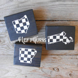 Checkered State Wood Block Signs