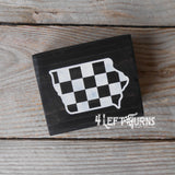 Checkered State Wood Block Signs