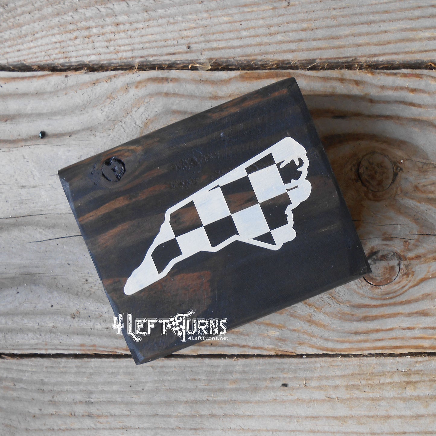 Checkered State Wood Block Signs