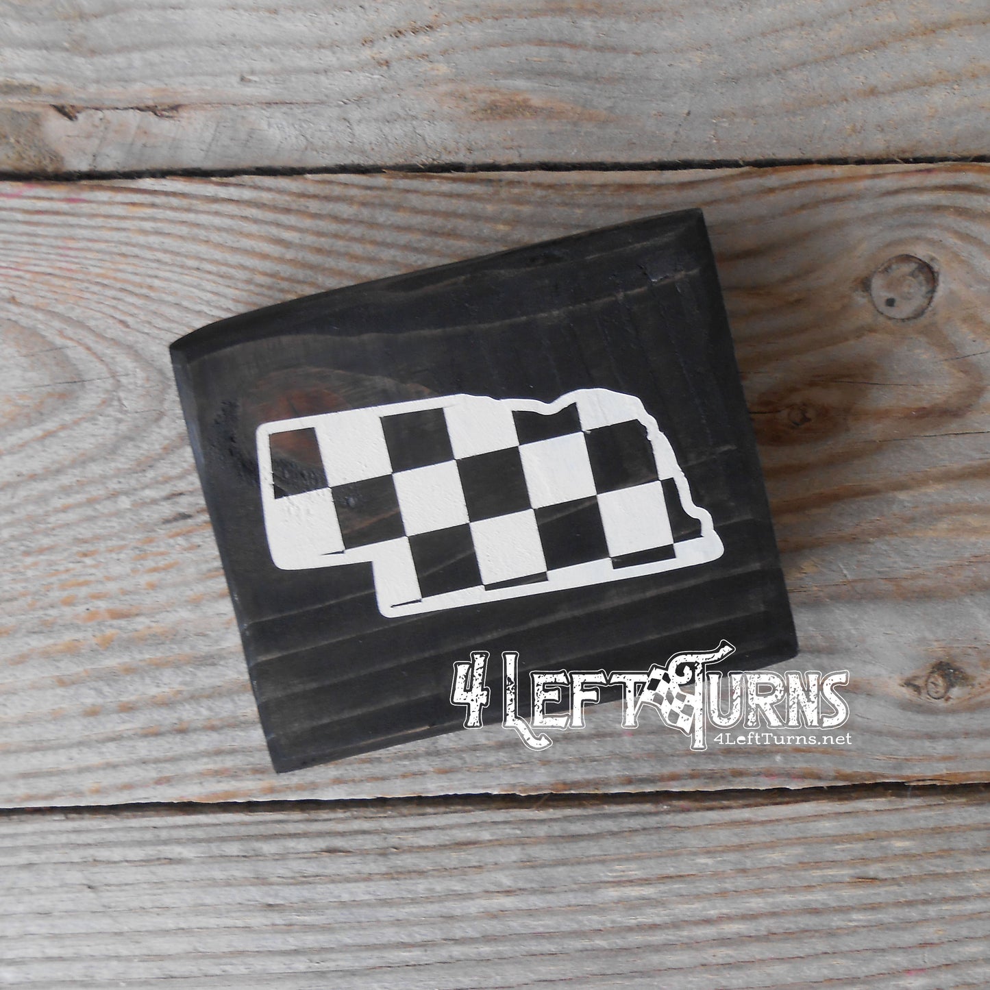 Checkered State Wood Block Signs