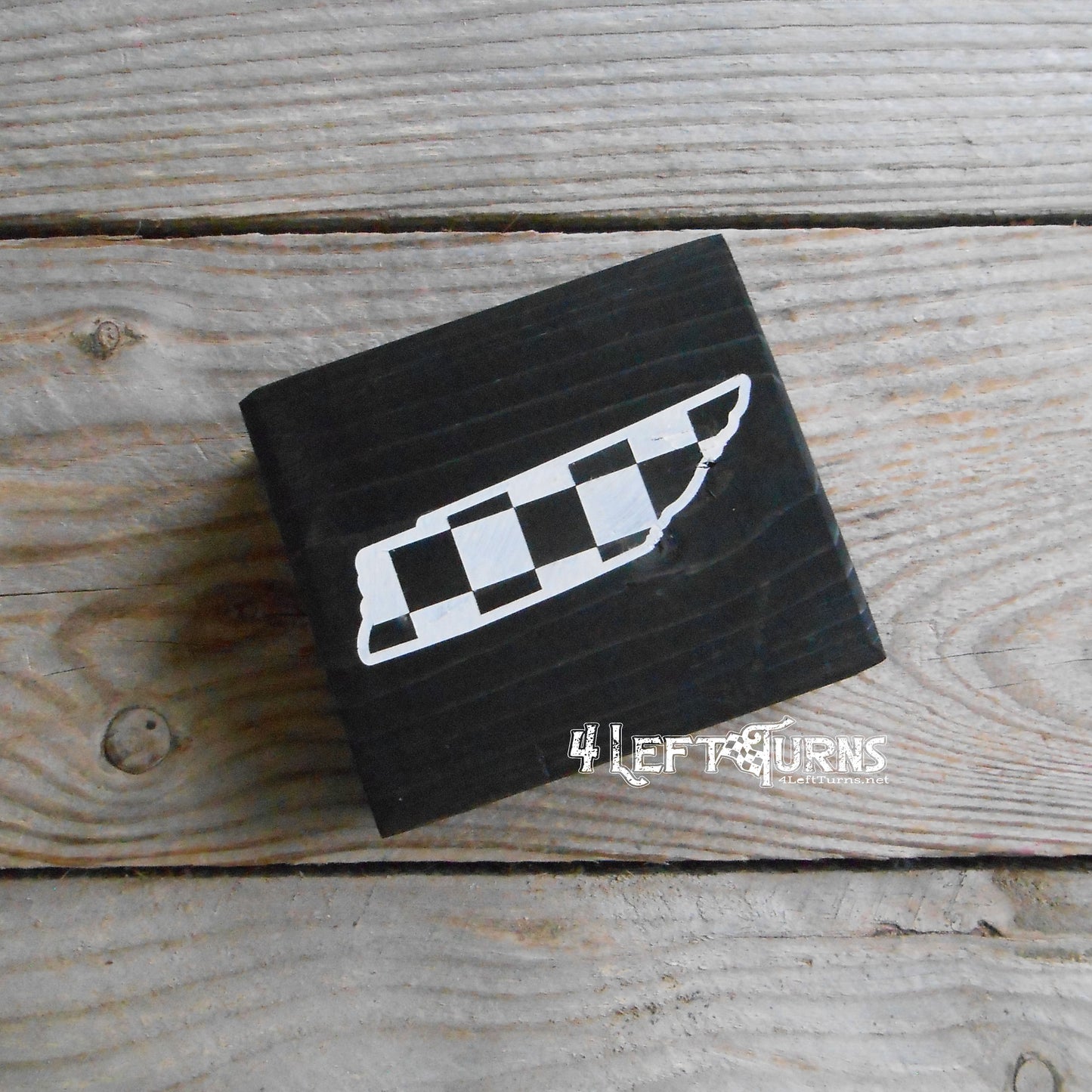 Checkered State Wood Block Signs