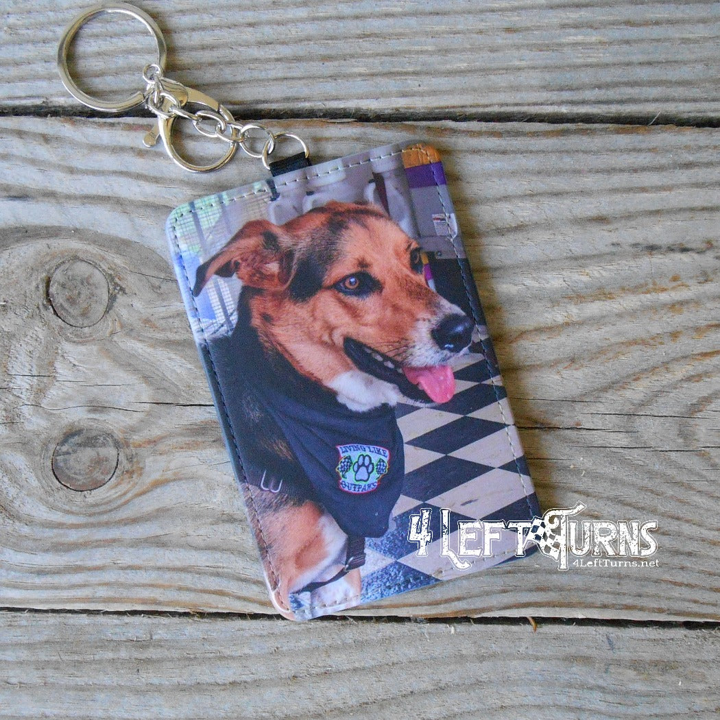 Custom photo credit card/identification holder key rings.