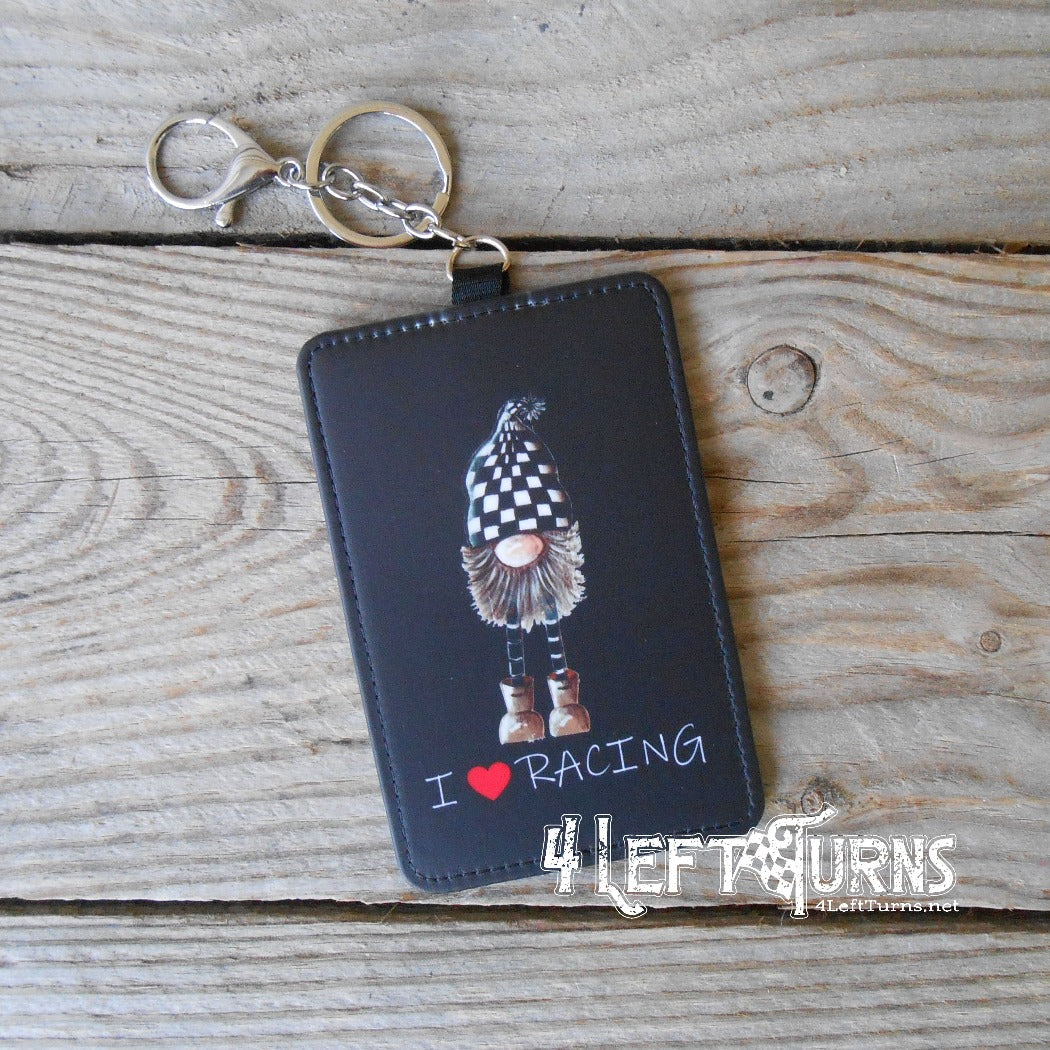 I love racing Gnome credit card/identification holder key rings.