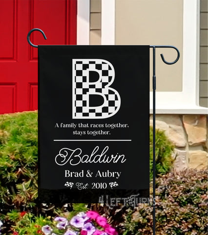 Personalized Custom Family Garden Flag with Checkered Initial