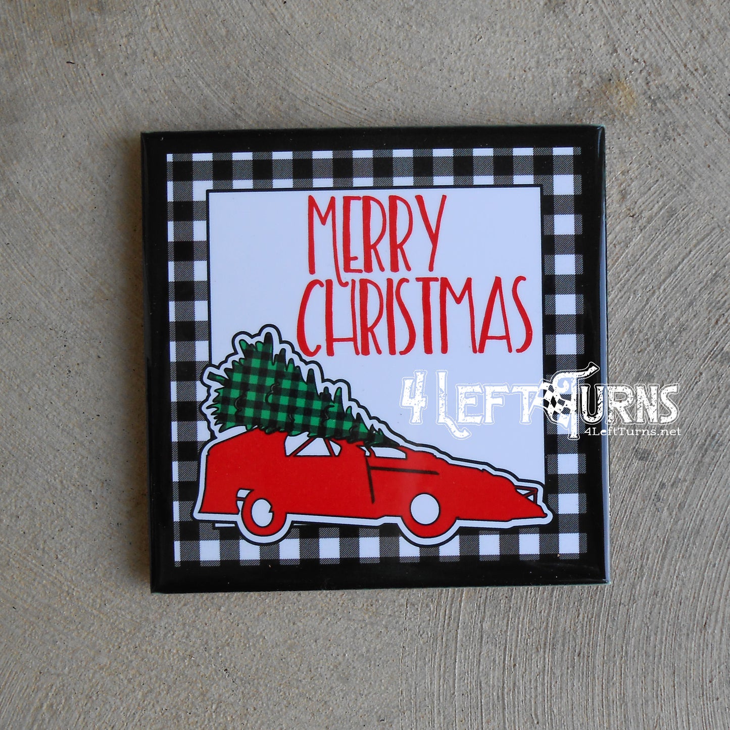 Christmas Themed Racing Beverage Coaster with Stand