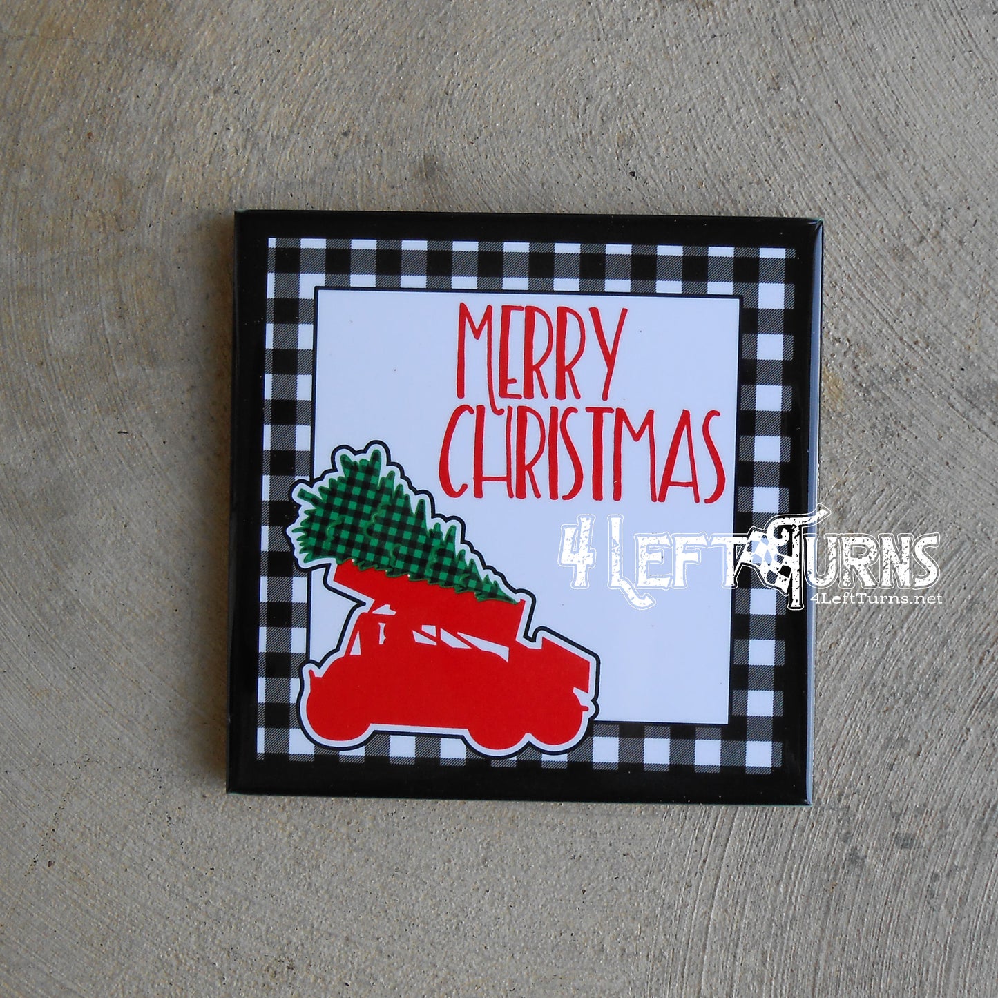 Christmas Themed Racing Beverage Coaster with Stand
