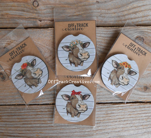 Country Cow Car Coasters