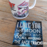 Individual Racing Themed Beverage Coaster with Stand
