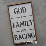 READY TO SHIP God, Family, Racing Painted Wood Signs