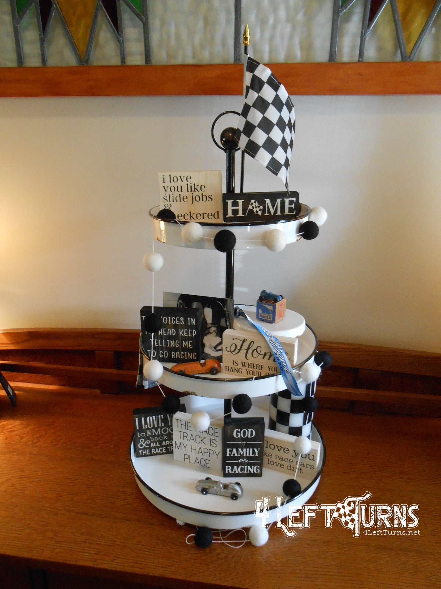 I Love You Like Slide Jobs and Checkered Flags Tiny Wood Sign
