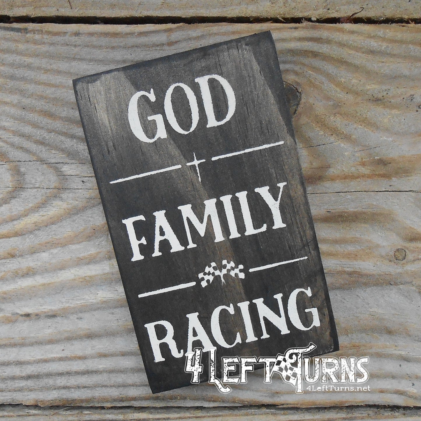 God Family Racing Tiny Wood Sign