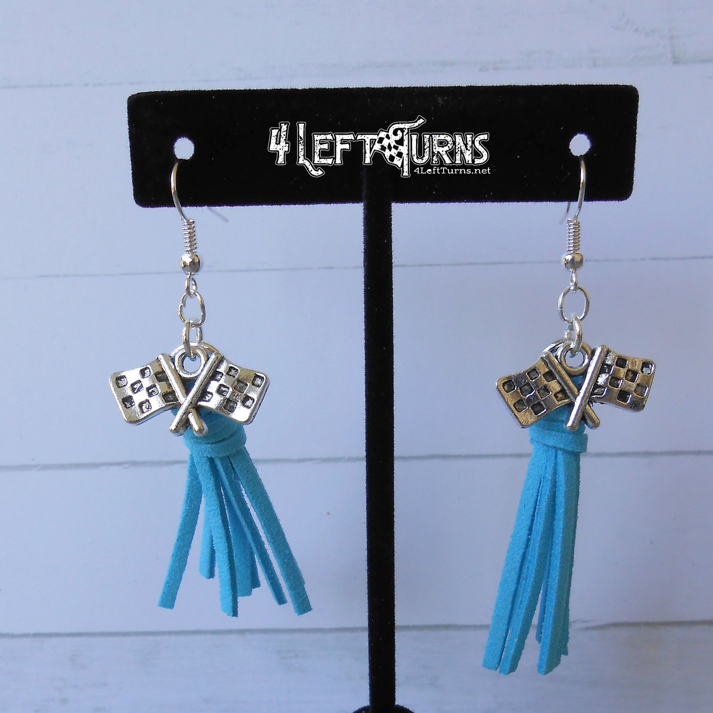 RTS Tassel Earrings with Checkered Flag Charms