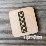 Checkered letter I wooden magnet.