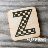 Checkered letter Z wooden magnet.