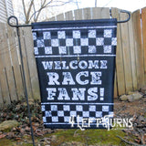 Racing garden flag. Welcome race fans!