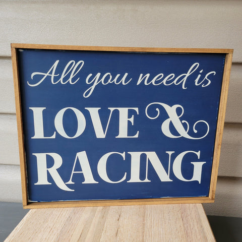 READY TO SHIP All You Need is Love & Racing Painted Wood Signs