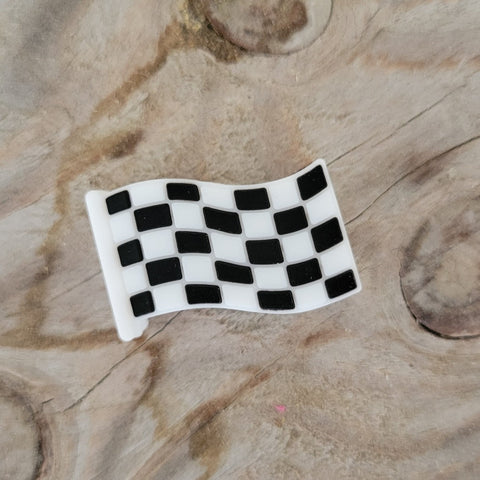 Checkered flag silicone focal bead.