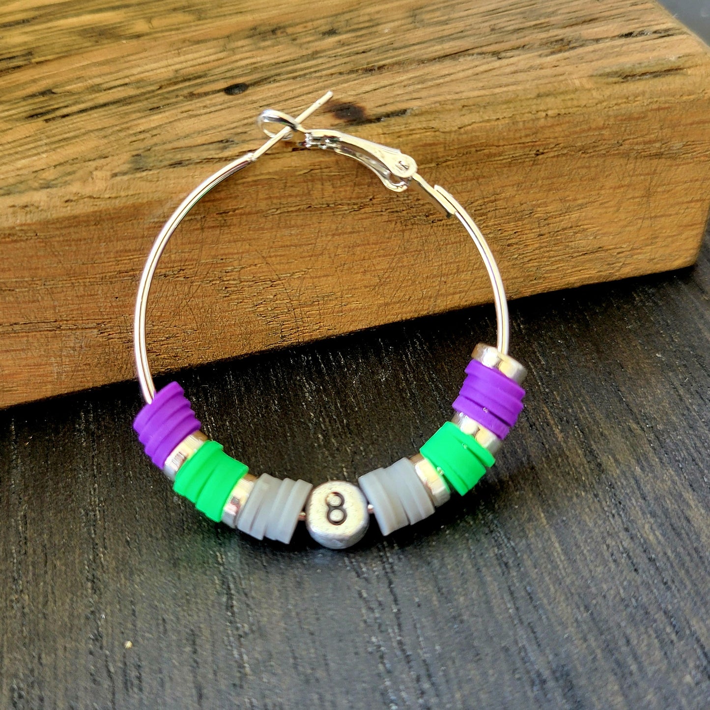 Custom Hoop Earrings with Team Colors Car Numbers Hearts