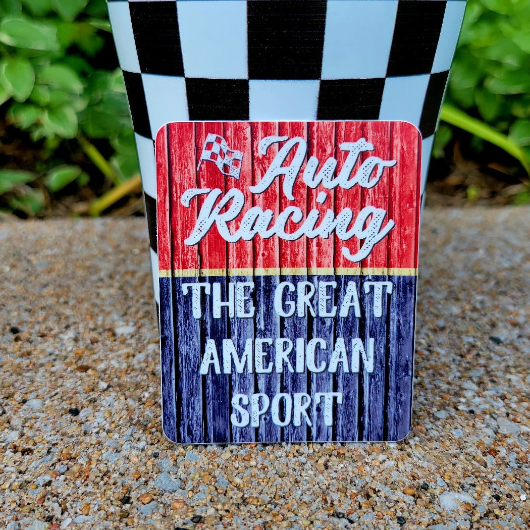 Auto racing great American sport sticker.