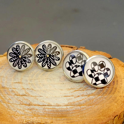 Checkered, Gnome, Flag, Heart Pierced Earrings