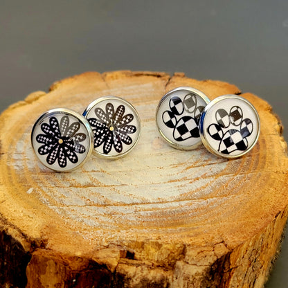 Checkered, Gnome, Flag, Heart Pierced Earrings
