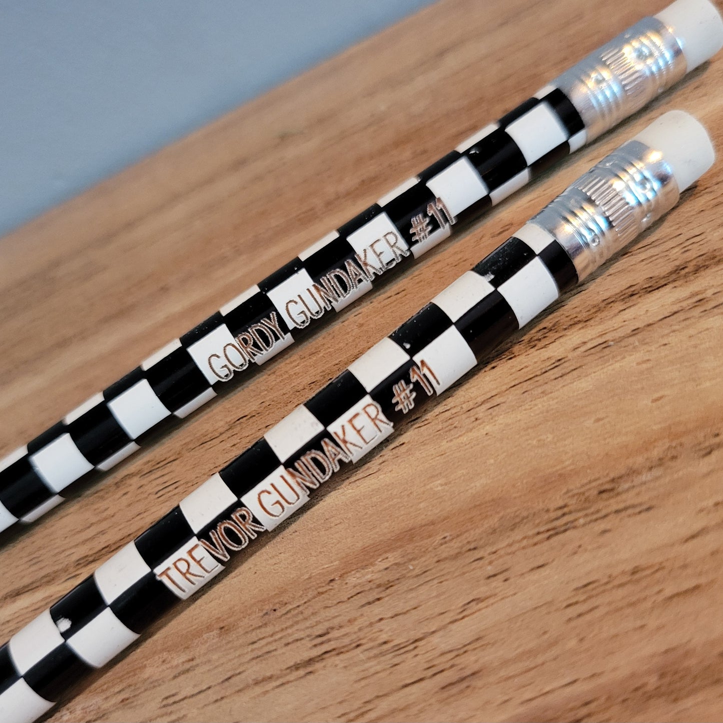 Laser Engraved Checkered Pencils