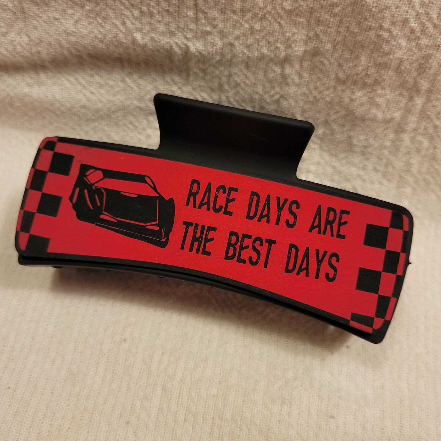 LARGE Race Car Race Days Best Days Hair Claw Clip