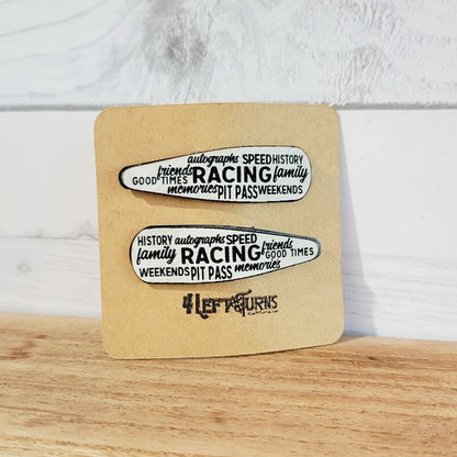 Race Words Barrettes