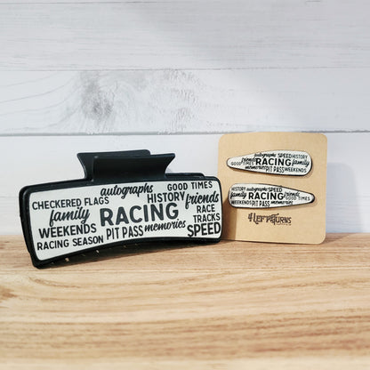 Race Words Barrettes