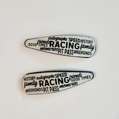 Race Words Barrettes